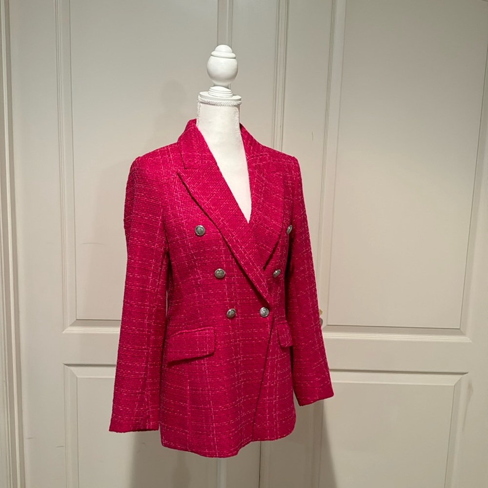 NWT H&M bright pink textured blazer. Size small